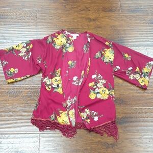 Say What? Magenta Floral Kimono Size Large